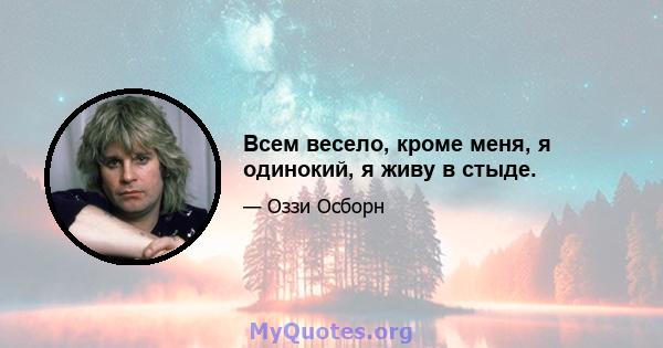 Всем весело, кроме меня, я одинокий, я живу в стыде.