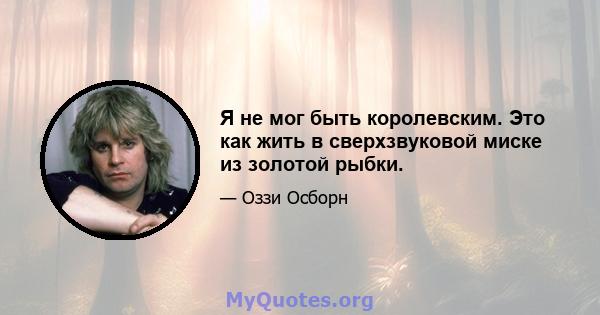 Я не мог быть королевским. Это как жить в сверхзвуковой миске из золотой рыбки.