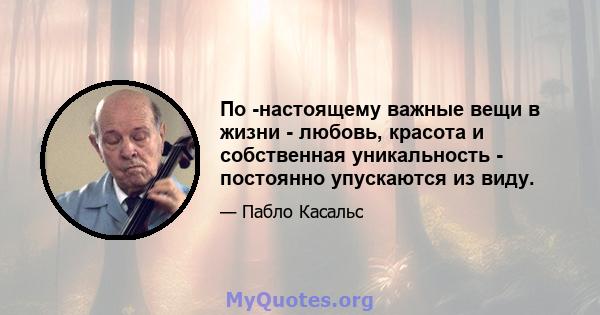 По -настоящему важные вещи в жизни - любовь, красота и собственная уникальность - постоянно упускаются из виду.