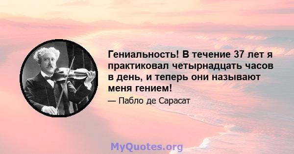 Гениальность! В течение 37 лет я практиковал четырнадцать часов в день, и теперь они называют меня гением!