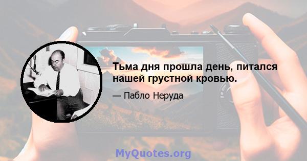 Тьма дня прошла день, питался нашей грустной кровью.