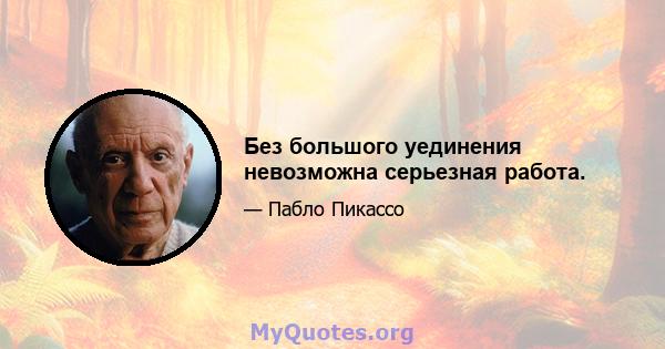 Без большого уединения невозможна серьезная работа.