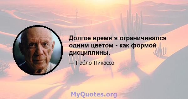 Долгое время я ограничивался одним цветом - как формой дисциплины.