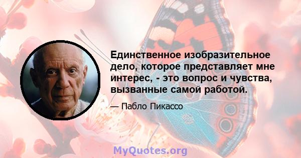 Единственное изобразительное дело, которое представляет мне интерес, - это вопрос и чувства, вызванные самой работой.