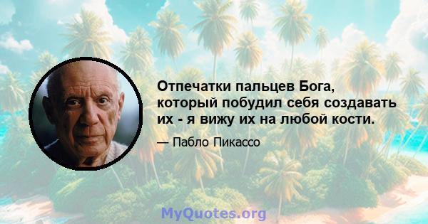 Отпечатки пальцев Бога, который побудил себя создавать их - я вижу их на любой кости.