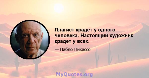 Плагист крадет у одного человека. Настоящий художник крадет у всех.