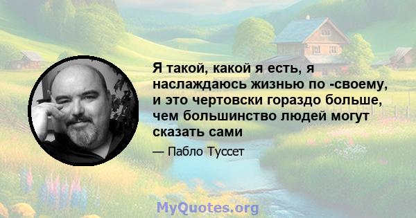 Я такой, какой я есть, я наслаждаюсь жизнью по -своему, и это чертовски гораздо больше, чем большинство людей могут сказать сами