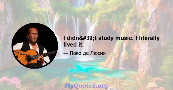 I didn't study music. I literally lived it.