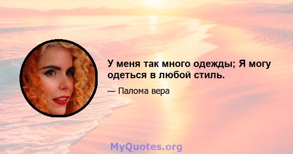 У меня так много одежды; Я могу одеться в любой стиль.