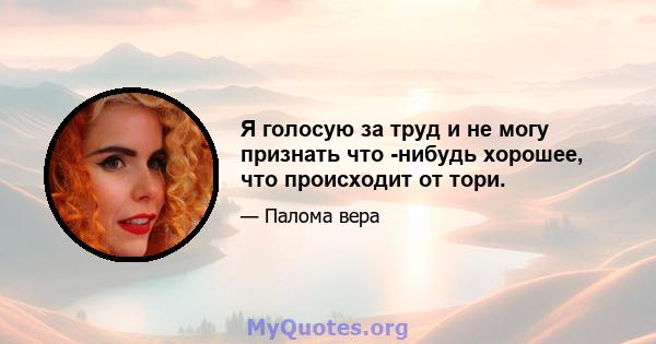 Я голосую за труд и не могу признать что -нибудь хорошее, что происходит от тори.