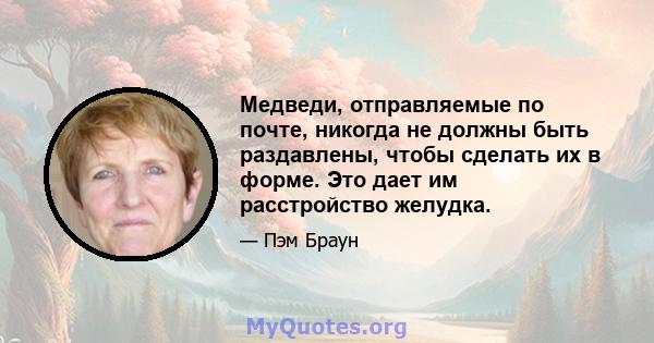 Медведи, отправляемые по почте, никогда не должны быть раздавлены, чтобы сделать их в форме. Это дает им расстройство желудка.