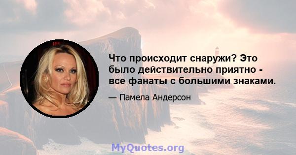 Что происходит снаружи? Это было действительно приятно - все фанаты с большими знаками.