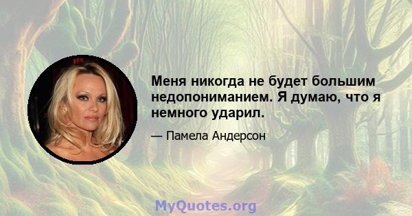 Меня никогда не будет большим недопониманием. Я думаю, что я немного ударил.