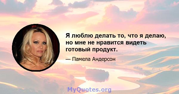 Я люблю делать то, что я делаю, но мне не нравится видеть готовый продукт.