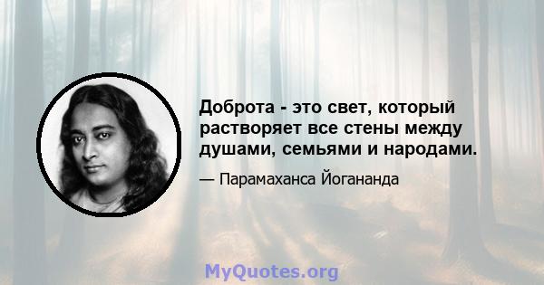 Доброта - это свет, который растворяет все стены между душами, семьями и народами.