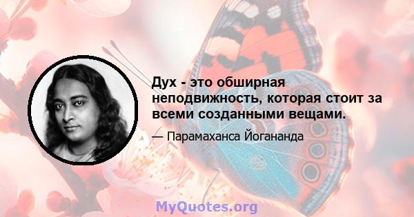 Дух - это обширная неподвижность, которая стоит за всеми созданными вещами.