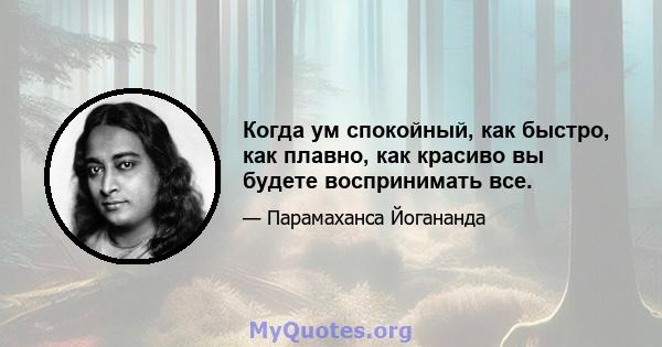 Когда ум спокойный, как быстро, как плавно, как красиво вы будете воспринимать все.