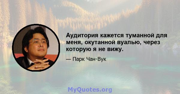 Аудитория кажется туманной для меня, окутанной вуалью, через которую я не вижу.