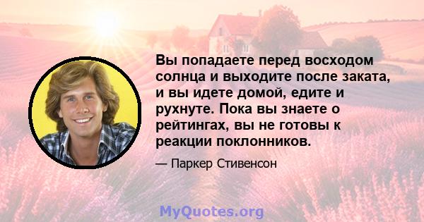 Вы попадаете перед восходом солнца и выходите после заката, и вы идете домой, едите и рухнуте. Пока вы знаете о рейтингах, вы не готовы к реакции поклонников.