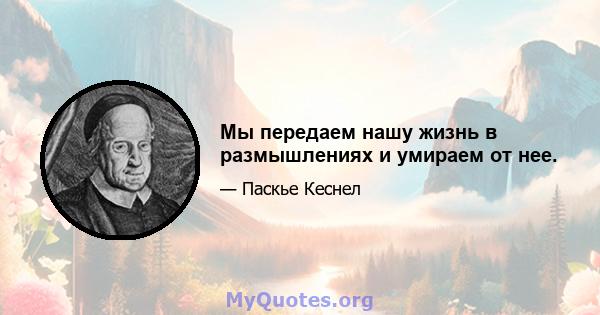 Мы передаем нашу жизнь в размышлениях и умираем от нее.