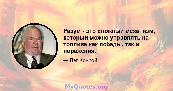 Разум - это сложный механизм, который можно управлять на топливе как победы, так и поражения.