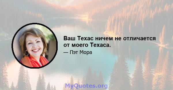 Ваш Техас ничем не отличается от моего Техаса.