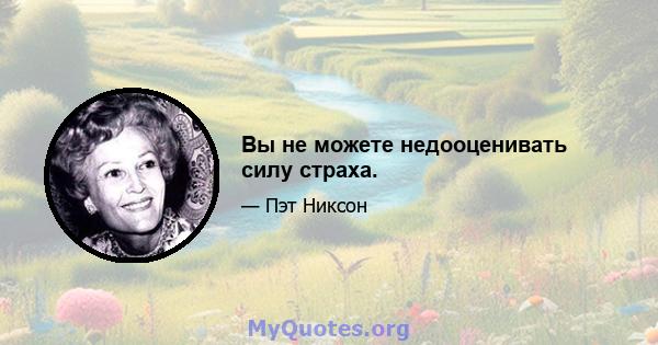 Вы не можете недооценивать силу страха.