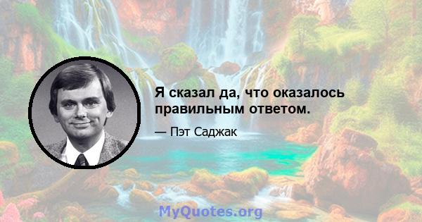 Я сказал да, что оказалось правильным ответом.