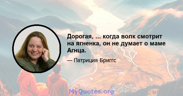 Дорогая, ... когда волк смотрит на ягненка, он не думает о маме Агнца.