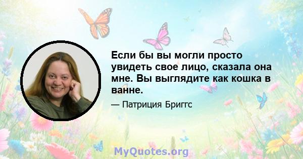 Если бы вы могли просто увидеть свое лицо, сказала она мне. Вы выглядите как кошка в ванне.