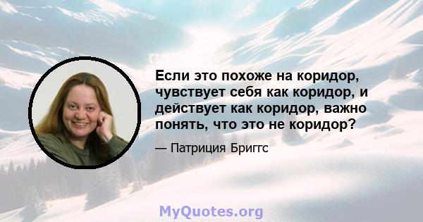 Если это похоже на коридор, чувствует себя как коридор, и действует как коридор, важно понять, что это не коридор?