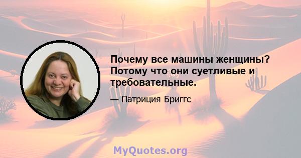 Почему все машины женщины? Потому что они суетливые и требовательные.