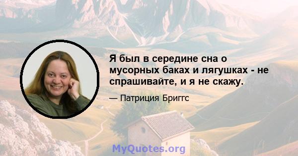 Я был в середине сна о мусорных баках и лягушках - не спрашивайте, и я не скажу.