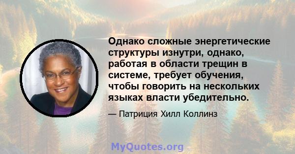 Однако сложные энергетические структуры изнутри, однако, работая в области трещин в системе, требует обучения, чтобы говорить на нескольких языках власти убедительно.