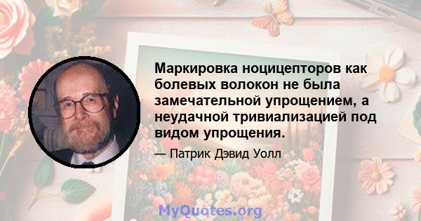 Маркировка ноцицепторов как болевых волокон не была замечательной упрощением, а неудачной тривиализацией под видом упрощения.