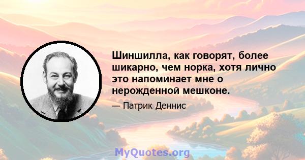 Шиншилла, как говорят, более шикарно, чем норка, хотя лично это напоминает мне о нерожденной мешконе.