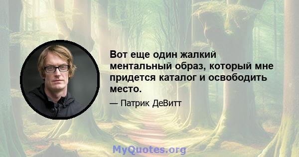 Вот еще один жалкий ментальный образ, который мне придется каталог и освободить место.