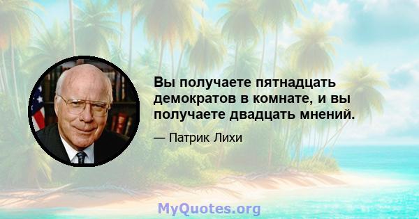 Вы получаете пятнадцать демократов в комнате, и вы получаете двадцать мнений.