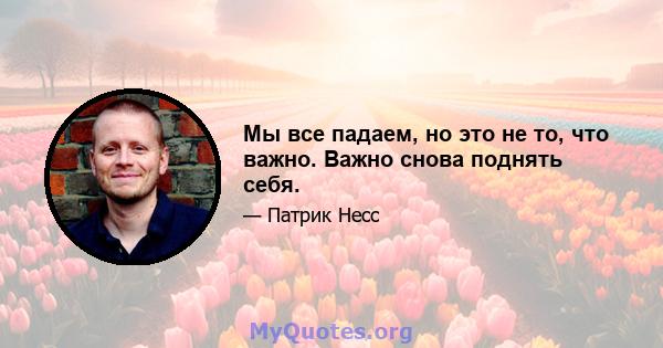 Мы все падаем, но это не то, что важно. Важно снова поднять себя.