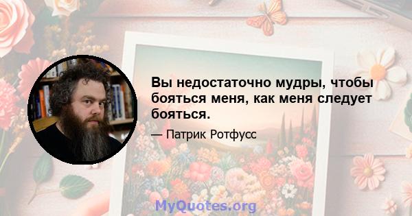 Вы недостаточно мудры, чтобы бояться меня, как меня следует бояться.