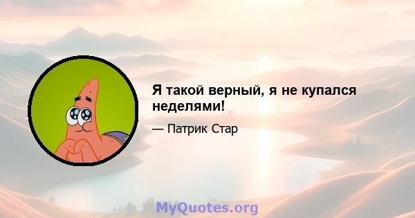 Я такой верный, я не купался неделями!