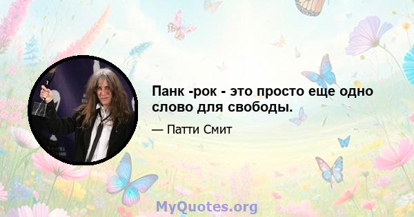 Панк -рок - это просто еще одно слово для свободы.