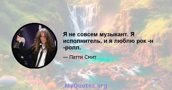 Я не совсем музыкант. Я исполнитель, и я люблю рок -н -ролл.