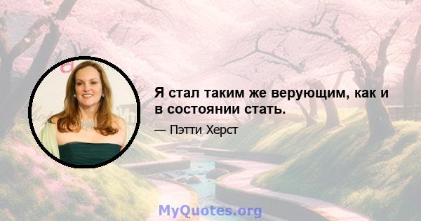 Я стал таким же верующим, как и в состоянии стать.