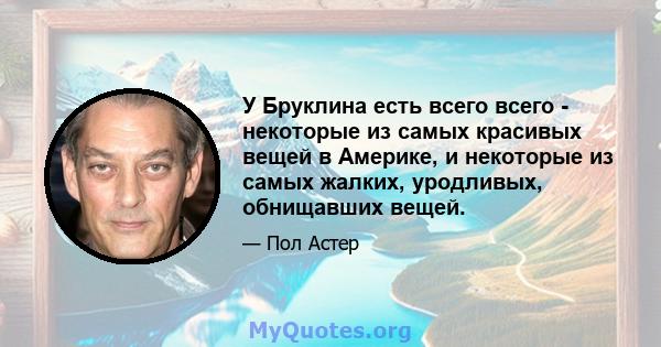 У Бруклина есть всего всего - некоторые из самых красивых вещей в Америке, и некоторые из самых жалких, уродливых, обнищавших вещей.