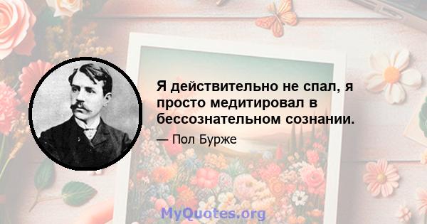 Я действительно не спал, я просто медитировал в бессознательном сознании.