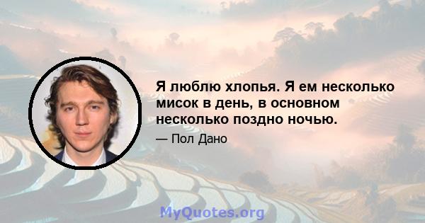 Я люблю хлопья. Я ем несколько мисок в день, в основном несколько поздно ночью.