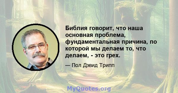 Библия говорит, что наша основная проблема, фундаментальная причина, по которой мы делаем то, что делаем, - это грех.