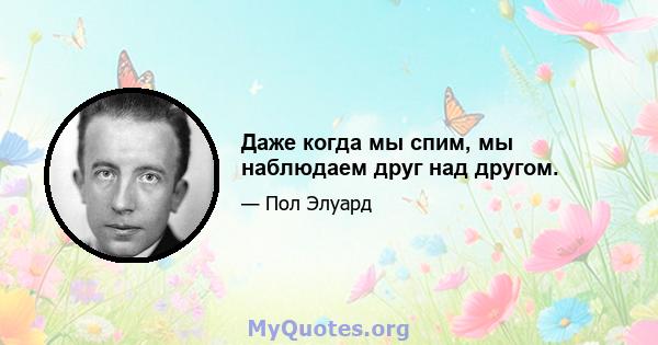 Даже когда мы спим, мы наблюдаем друг над другом.