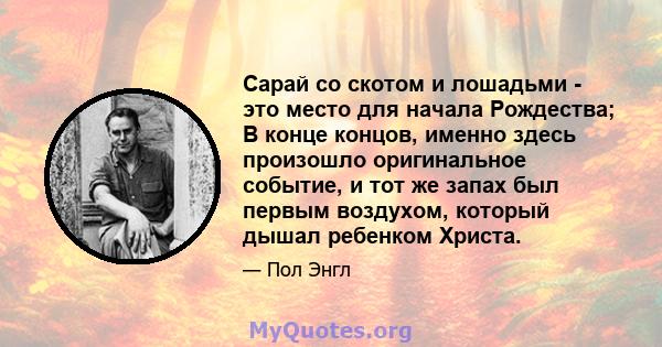 Сарай со скотом и лошадьми - это место для начала Рождества; В конце концов, именно здесь произошло оригинальное событие, и тот же запах был первым воздухом, который дышал ребенком Христа.